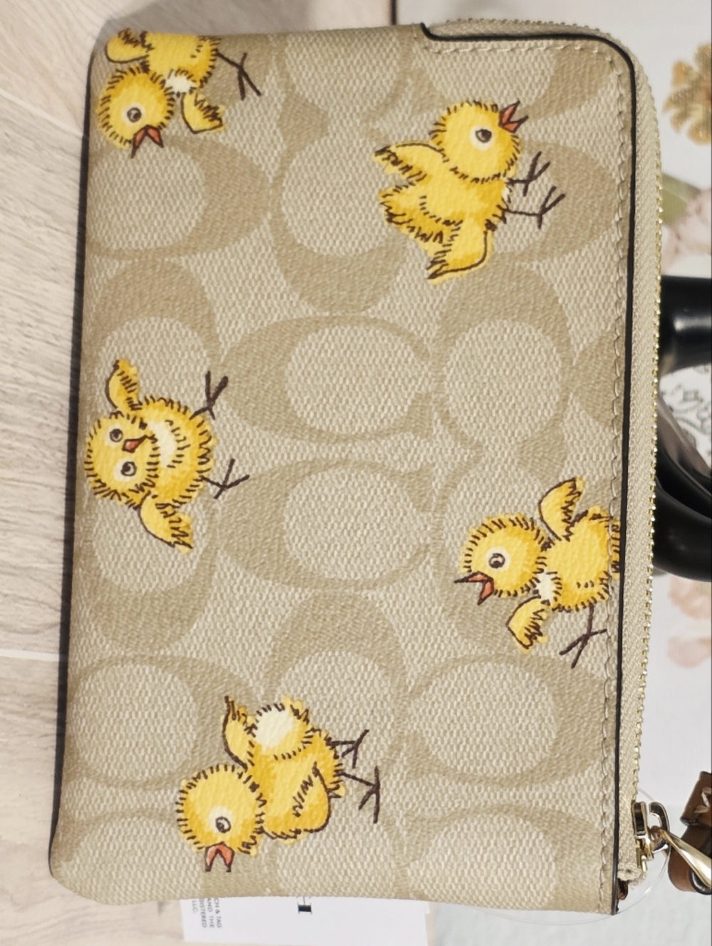 NEW Coach Chicks Wristlet Signature Monogram Card ID holder CC432 Chickens Khaki - Picture 5 of 15